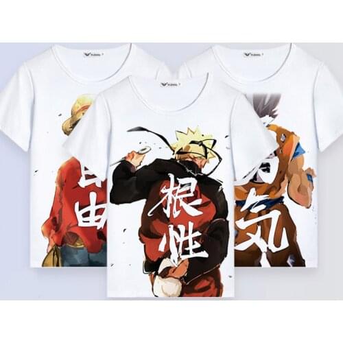 Naruto T-shirt Anime ONE PIECE T Shirt Women tshirt GINTAMA Cosplay Short sleeve Tops Men jojo bleach Tees