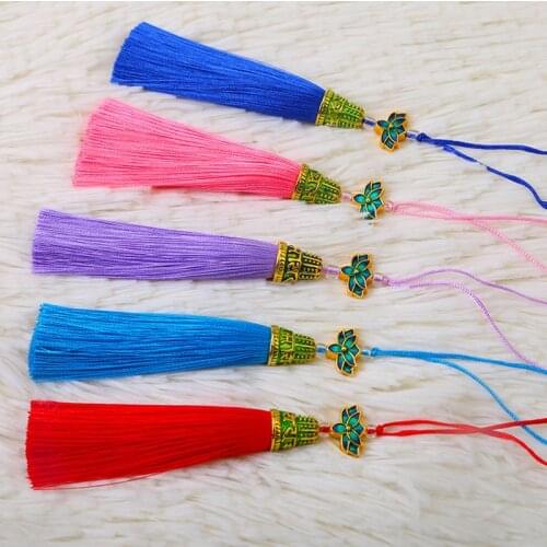 2pcs/Lot Vintage Buddhism Mantras Cap Tassel Charms With Lotus Bead Decoration Earring Tassels Pendant DIY Jewelry Accessories