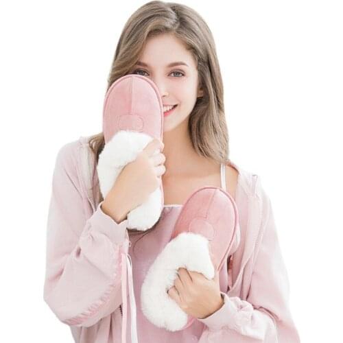 Luxury 2021 Suede Home Cotton Slippers Thicken Winter Warm Confinement Indoor Plush Cotton Shoes Female Bag
