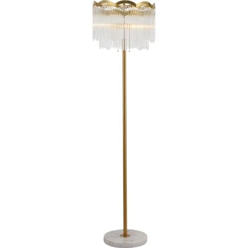 Light Luxury Crystal Floor Lamp Gold Living Room Bedroom Metal Standing Lights Marble Base Nordic Modern Home Deco Lighting E27