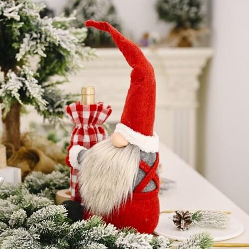 Christmas Wine Bottle Covers, Cute Swedish Tomte Gnome Wine Bottle Holder Pouch for Table Decoration 2020 New Arrivals