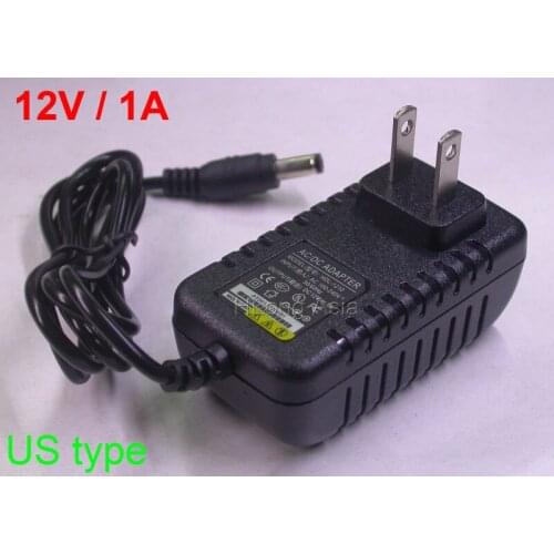 US plug type Power adapter for CCTV cameras AC100-240V input / DC12V 1A (max) output