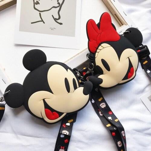Disney cartoon silicone Messenger shoulder bag backpack Mickey Mouse adjustable messenger coin bag Dot Minnie storage bag