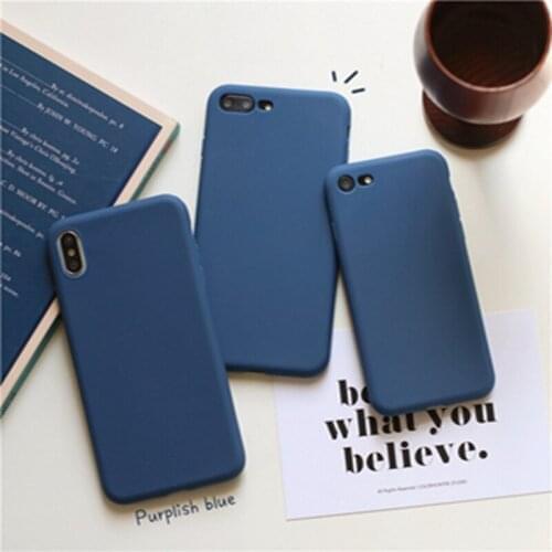 Navy Blue Matte Phone Case For iphone 12 11 Pro XS Max XR X 8 7 6S 6 Plus SE 5 5S Silicone Cases Solid Color Soft TPU Back Cover