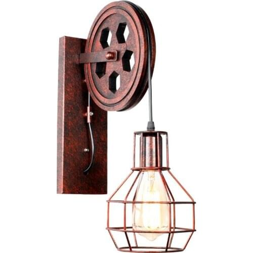 Spot Retro industrial style iron LED wall lamp Pulley wall light American loft sconce restaurant light E27 110V/220V lustre