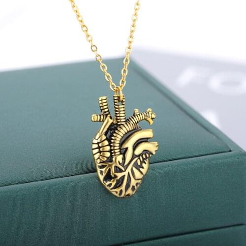 Vintage Heart Necklaces For Women Men Gold Silver Color Neck Chain Punk Male Female Pendant Necklace Jewelry Collier Femme