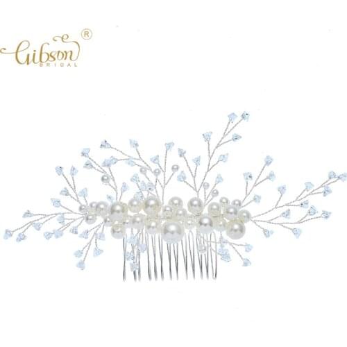 Women Headpieces Boho Delicate Crystal Pearl Hair Ornaments Jewelry Wedding Bridal Hair Comb