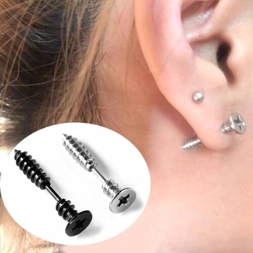 1Pair Punk Stainless Nail Screw Stud Earring for Women & Men Anti Allergic Steel Body Piercing Earrings Funny Jewelry wholesale