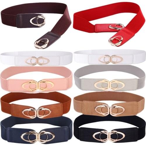 Womens Elastic Waist Belt Cinch Trimmer Stretch Waistband 4.0cm Wide Designer 9Colors