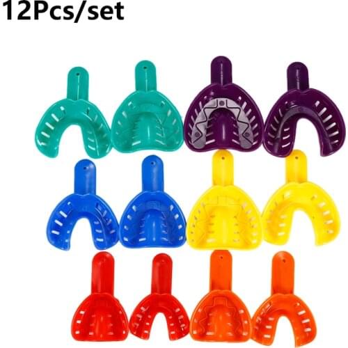 12Pcs/set Plastic Dental Impression Trays Dental Central Supply Materials Teeth Holder For Adult And Children Dentist Tools Lab