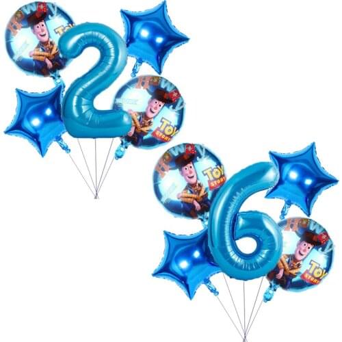 5pcs/set Disney Toy Story 4 Foil Balloons Birthday Party Decorations Supplies Aluminum Foil Balloons Kids Favor Toys Baby Shower
