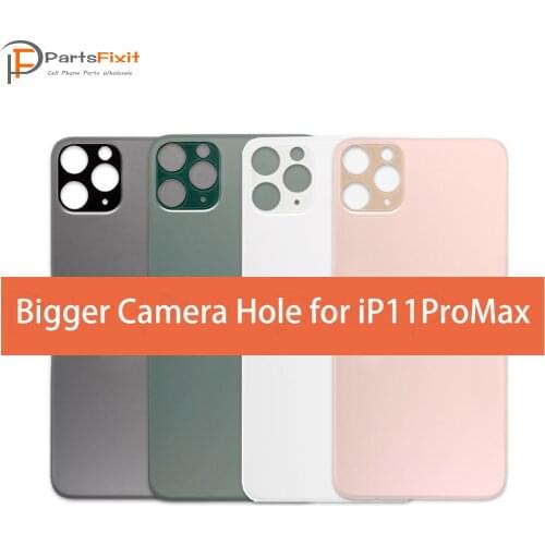 5pcs OEM Premium Back Glass With Bigger Camera Hole For iPhone 11ProMax 11 pro Max Wide Camera Hole Opening Battery Cover Glass