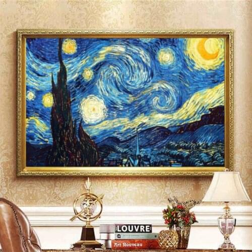 5D DIY Full Square Diamond Diamond Painting Van Gogh Starry Night Embroidery Cross Stitch Kit Rhinestone Mosaic for Home Decor