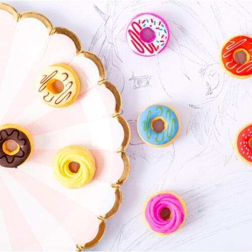 6pcs/lot Candy color donut Rubber Pencil Erasers School Prizes Kid Gifts