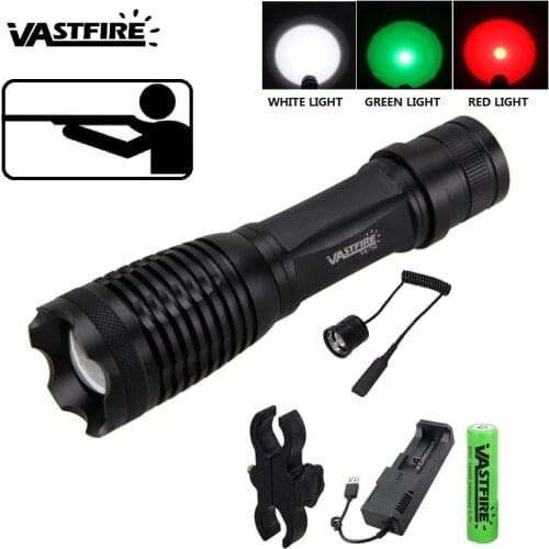 710 Hunting flashlight White/Green/Red LED Tactical Flashlight powerful Rechargeable Xlamp Waterproof Torch Scout for 18650