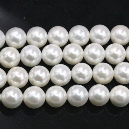Pretty Round White Natural Shell Pearl 8mm 10mm Loose Beads for Jewelry Making Finding Shells DIY Necklace Bracelet 15inch A495