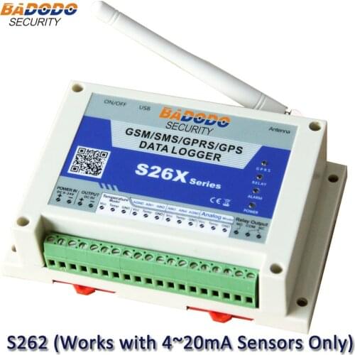 Badodo GSM GPRS Wireless Data Logger 4 Channels Data Logger for 4~20mA Analog Sensor S262 Humidity Logger AlarmWeather Station