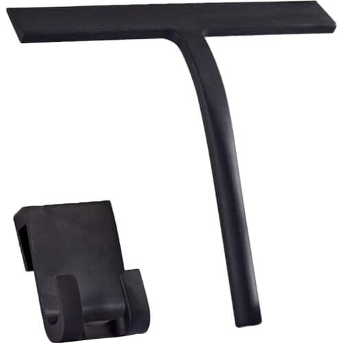 Black Stainless Steel + Silicone Strap Hook Silicone Glass Wiper/Glass Wiper Window Cleaning Tool For Thick Glass Door Panels