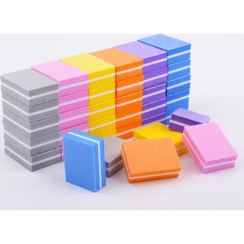 20pcs/lot Double-sided Mini Nail File Blocks Colorful Sponge Nail Polish Sanding Buffer Strips Nail Polishing Manicure Tools
