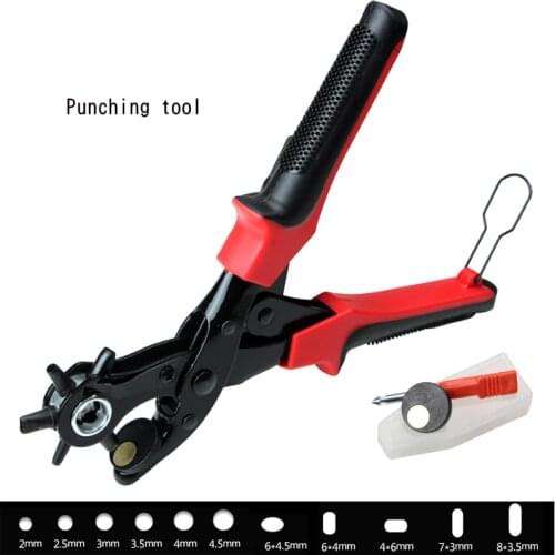 Punching Revolving Leather Punch Plier Punch Hole Tool Puncher for Belts Saddle Watch Bands Strap Shoe Fabric Paper Leathercraft