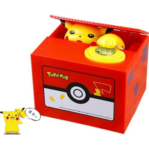 Pokemon piggy bank action figure Anime Electronic Money Box Steal Coin Piggy Bank Money Safe Box Birthday Gift For children
