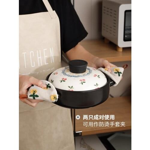 Enamel pot anti-scald pot cap pot lid casserole insulation cap kitchen insulation clip cloth art three-dimensional glove clip