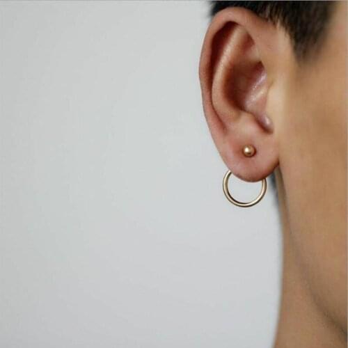 HebeDeer Kpop Earring Round Women Cute Stud Earrings Girl Yellow Gold Color Lover Small Trendy Alloy Jewelry Kolczyki Pendientes