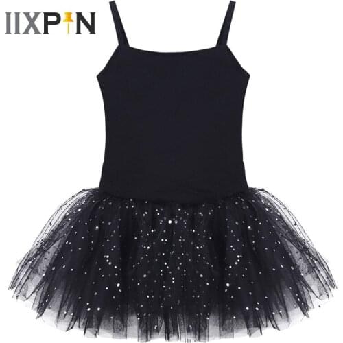 IIXPIN Kids Girls Camisole Tutu Dress Sleeveless Bow Glitter Tulle Ballet Leotard Dress Dancer Wear gymnastics dress for girls