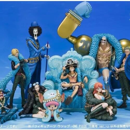 Anime One Piece 20th Anniversary Luffy Zoro Sanji Kitchen Knife Action Humanoid Boxed Model Toys Friends Gifts Childrens Gifts