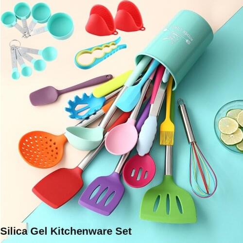 Cooking Spoon Shovel Set Stainless Steel Color 20-piece Silicone Kitchenware Kit