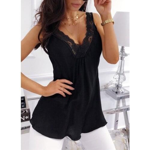 Sexy Lace WomenS Tank Top New Summer Solid Color Tops Female Elegant V-Neck Camisole Sleeveless Vest Camiseta Tirantes Mujer