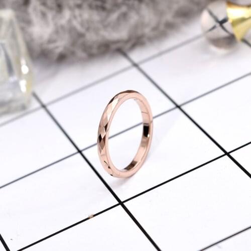 YUN RUO Fashion Rose Gold Color Simplify Rhomb Finger Ring Woman Gift Party 316L Titanium Steel Jewelry Never Fade Free Shipping
