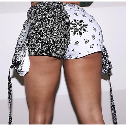 Women Fashion Shorts 2021 New Adults Floral Print Belt High Waist Short Pants Straight-Leg Pants for Summer Fall S/M/L/XL/XXL