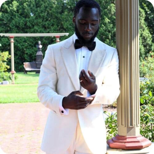 Ivory Men Suits Wedding Suits Formal Bridegroom Groom Wear Tuxedos Best Man Blazer Prom Slim Fit 2piece Costume Homme Mariage