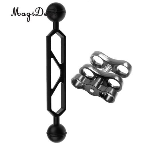 Durable Aluminum Alloy Scuba Diving Light Torch 6" Dual Ball Joint Arm Extension + Clamp Mount for Underwater Photography Camera