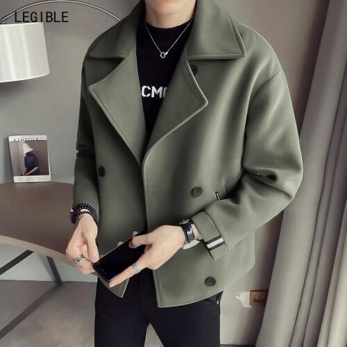 Legible Winter Wool Jacket Men High-quality Solid Wool Coat Men Casual Loose Short Wool Coat for Men Trench Coat