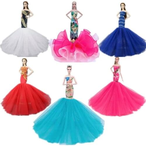 Off-Shoulder Fashion Fishtail Clothes for Barbie Accessories Wedding Dresses Princess Mermaid Vestidoes Party Gown 1/6 BJD Toys