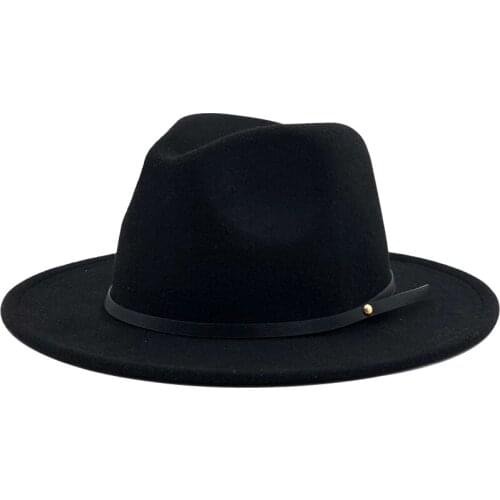 Simple Women Men Wool Vintage Gangster Trilby Felt Fedora Hat With Wide Brim Gentleman Elegant Lady Winter Autumn Jazz Caps