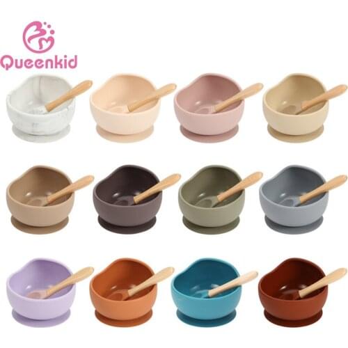 1set Silicone Baby Feeding Bowl Tableware Waterproof Spoon Non-Slip Crockery BPA Free Silicone Dishes for Baby Bowl Baby Plate