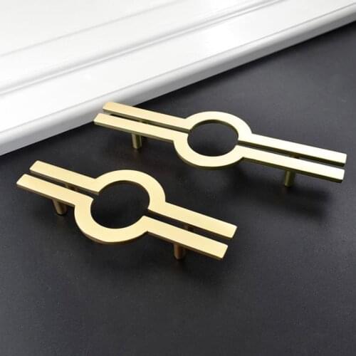 Top Quality Chinese Style Solid Zinc Alloy Brushed Gold Handle Cabinet Drawer Knob Door Pull Chinese Style Half Moon