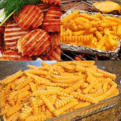 Steel Potato Chip Slicer Dough Vegetable Fruit Crinkle Wavy Slicer Knife Potato Cutter Chopper French Bake Maker Tools