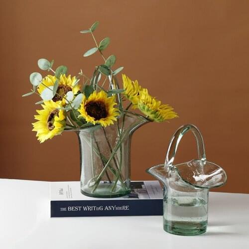 Basket Glass Vase Transparent Bag Decoration Bubble Glass Hydroponic Porcelain Living Room Flower Arrangement Table Decorations