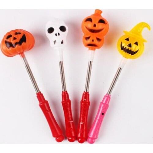 LED Pumpkin Shake Stick Halloween Flash Decor Light Up Ghost witch Magic Wands Glow Sticks Party Favor fancy dress props