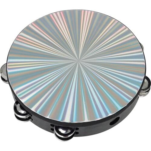 Traditional Wood Tambourine Double Row Steel Jingles African Black