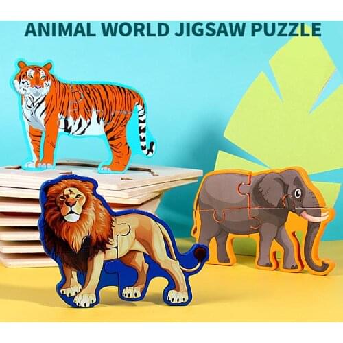 Montessori Three-dimensional High Quality Wooden Puzzle Toy for Infants and Young Children Animal Cognitive Puzzle Board