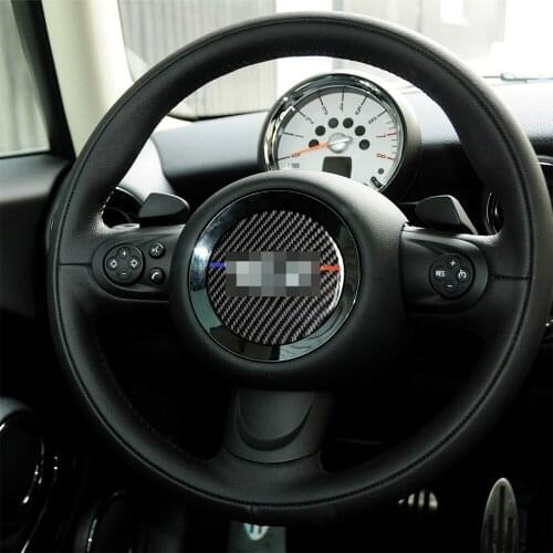 Carbon Fiber Interior Decoration Steering Wheel Logo Cover Trim Sticker for Mini R55 Clubman R56 Countryman R60 Paceman R61