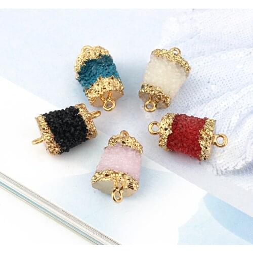 2pcs Vintage Round Resin Stone Connector DIY Charms For Bracelet Necklace Earrings Base Findings Women Jewelry Accessoris F274