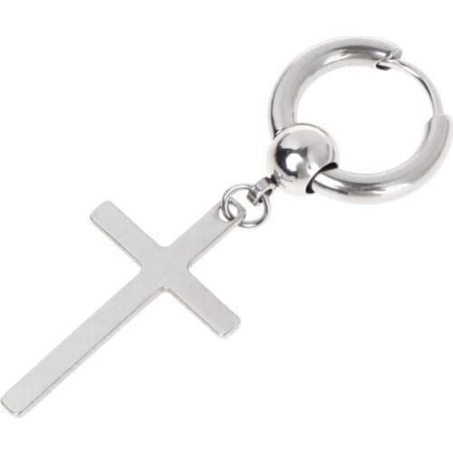 Y166 1pc Chic Earrings Korea Kpop Jewelry Cross Pendant Dangle Charm Gifts Party Fashion V DNA Women Men Accessories