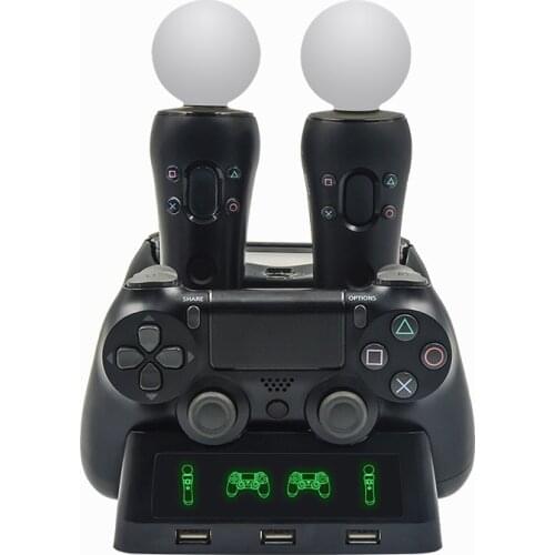 Charging Dock for PS4 Gamepad PS4 PS MOVE PS VR Game Controller Stand 4 Charger 3 USB Handle PlayStation 4 Wholesale Dropship