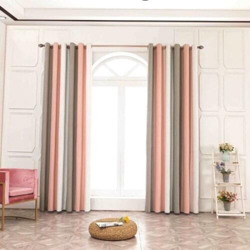 Modern Simple Korean Curtain Morandi Jacquard Three-color Curtains for Living Room Bedroom Country High Shading Curtains Custom